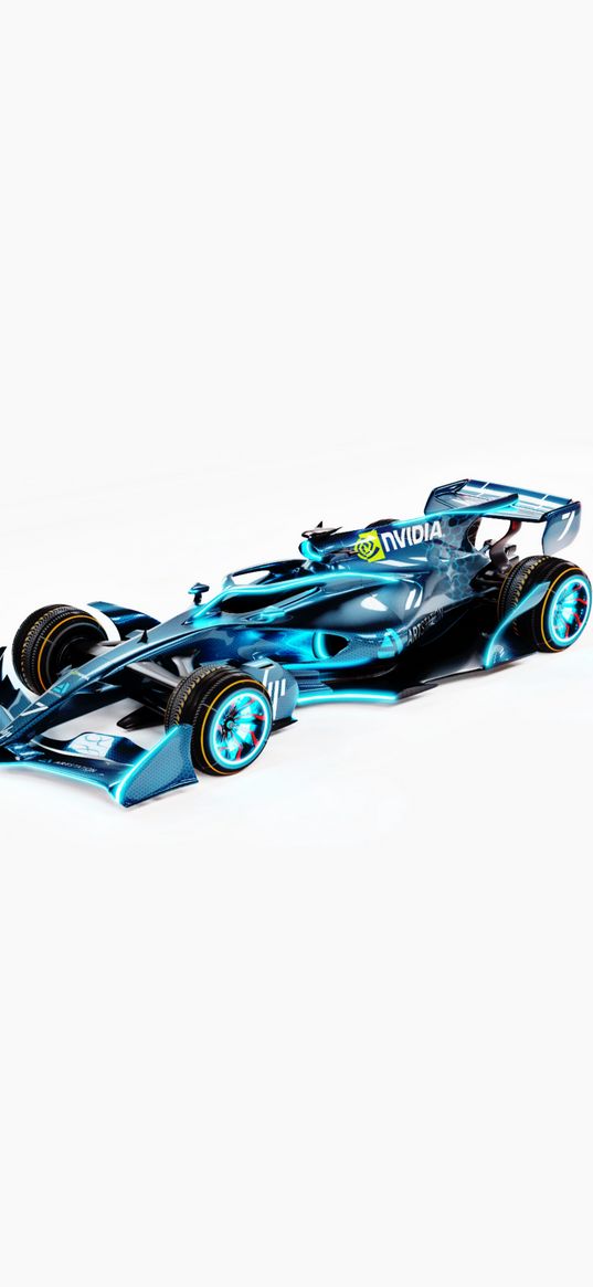 auto, open-wheel car, formula 1, f1, nvidia, blue, white background