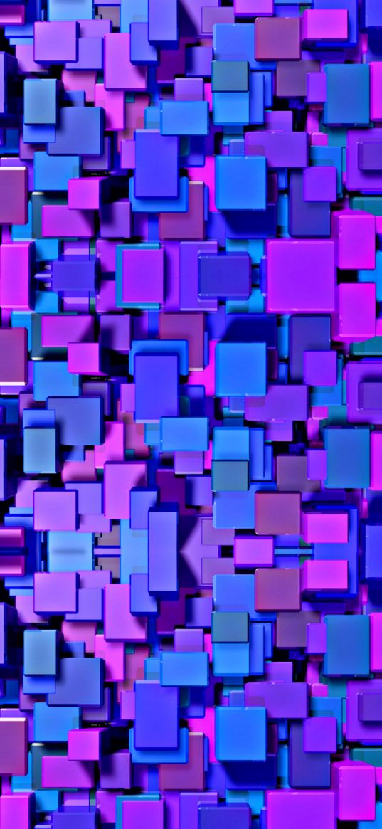 squares, cubes, geometry, shapes, layer, purple, pink, blue, abstraction