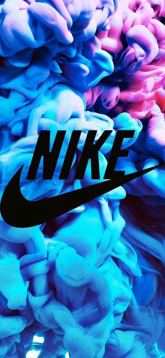 nike, brand, logo, smoke, gradient, blue, pink