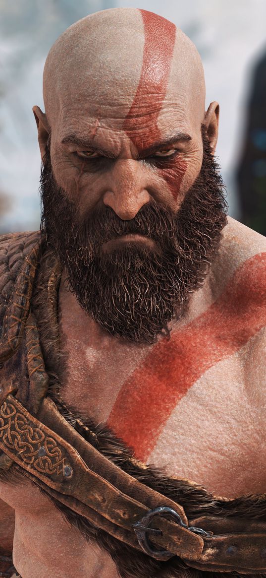 kratos, god of war, game, armor, weapons, glance