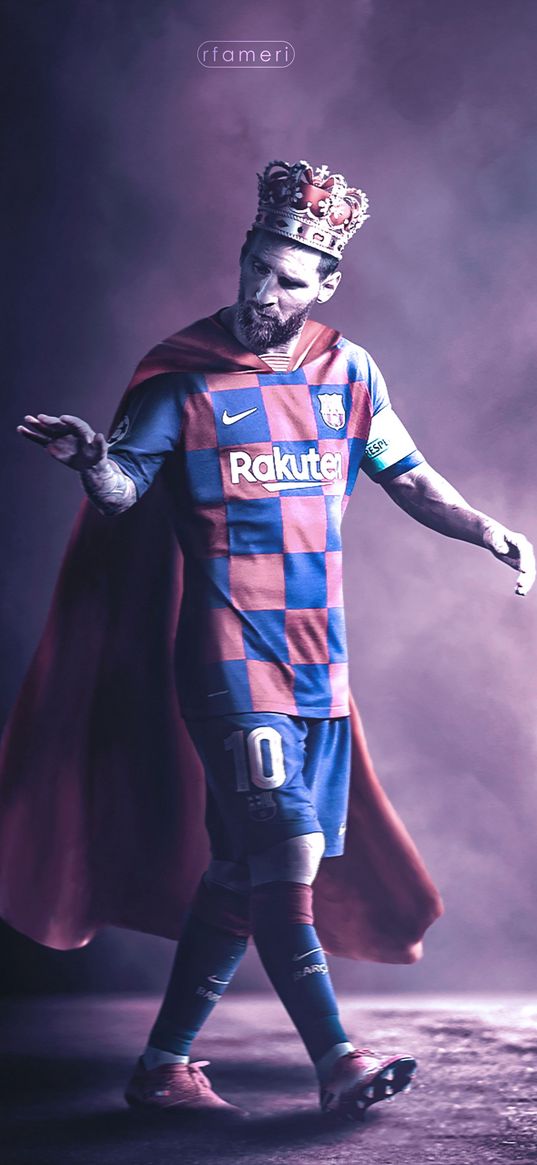 messi, football player, crown, art