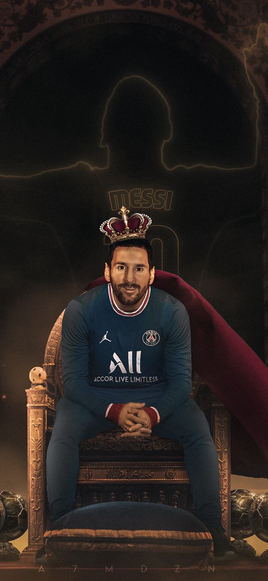 messi, footballer, throne, crown