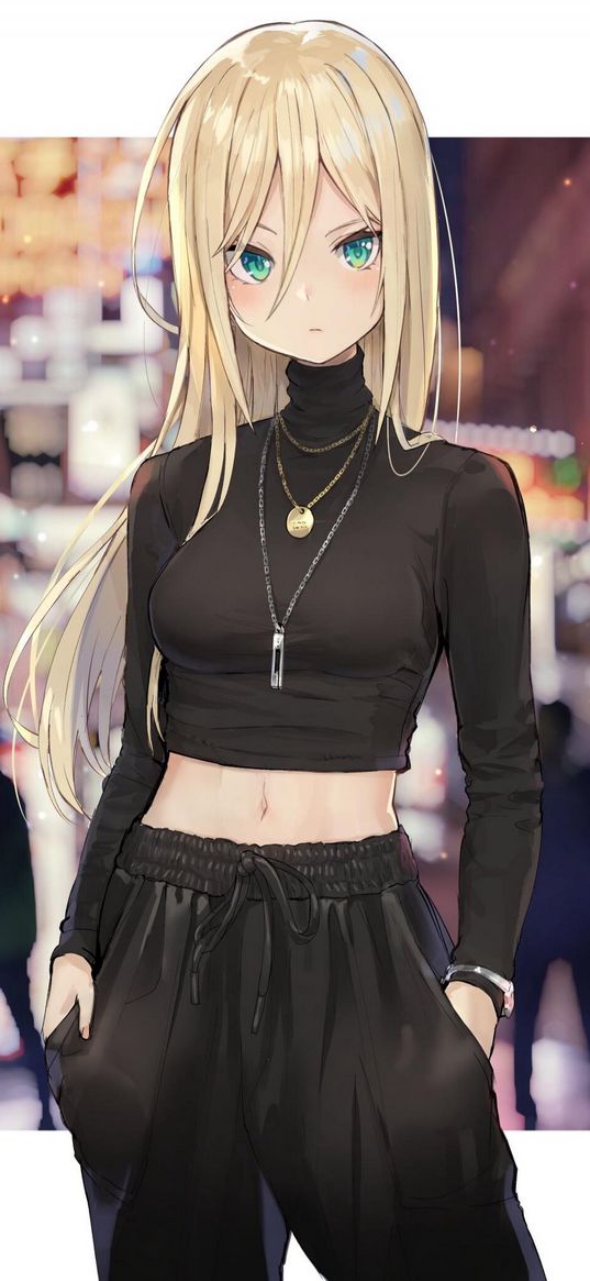 anime, girl, blonde, sports style