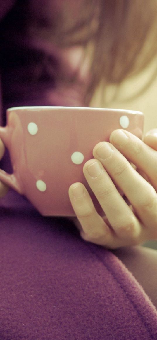 girl, hands, cup, mood, coats