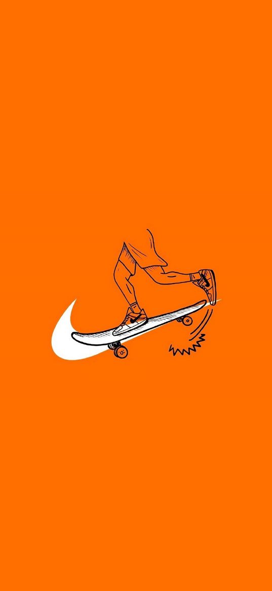 nike, logo, sign, skate, orange