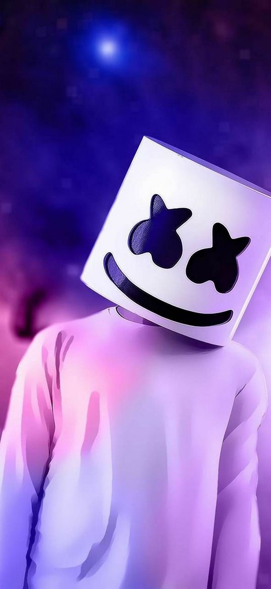 marshmello, mask, emoticon, smile, human, gradient