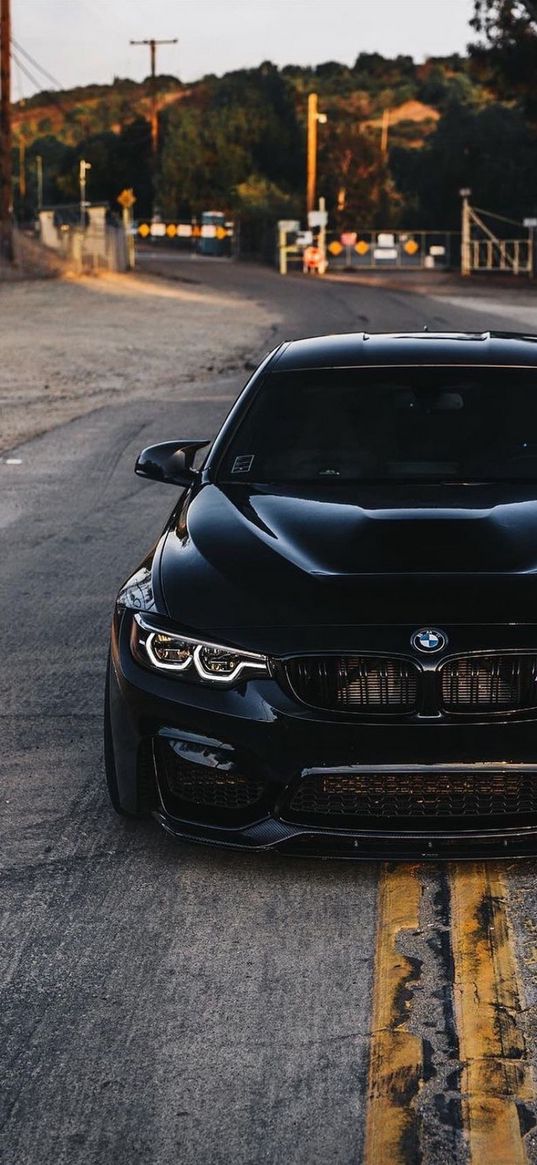 bmw m4, bmw, car, black, road