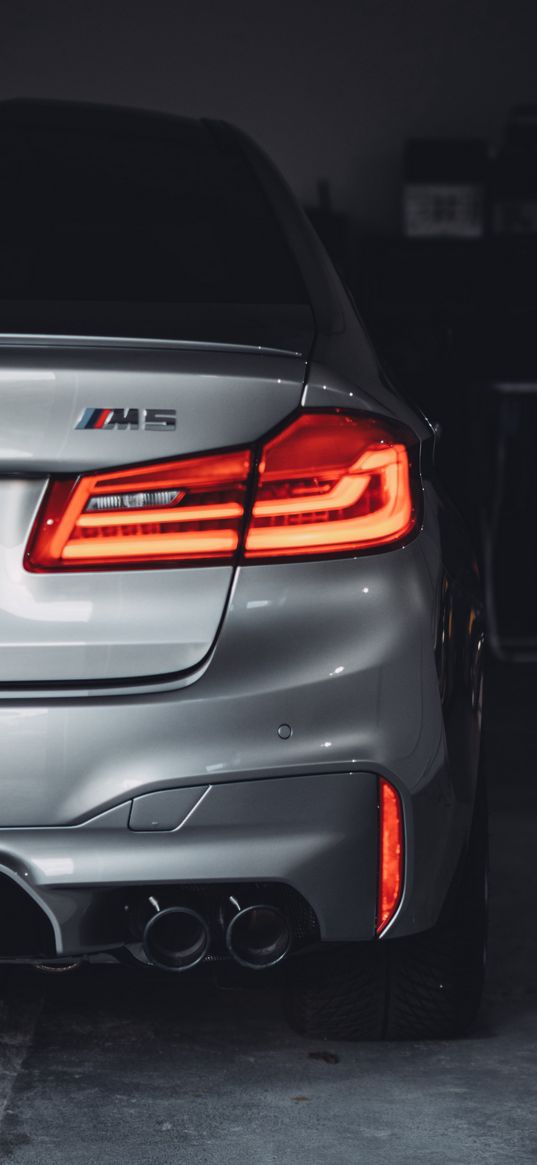 bmw, bmw m5, bmw rear, car, rear lights, black and white