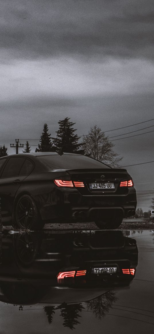 bmw, bmw m5, car, black, dark, reflection