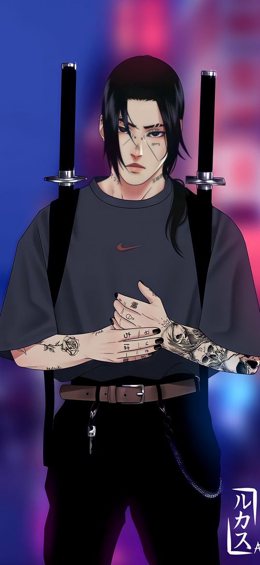 fanart, anime, anime boy, itachi, tattoo