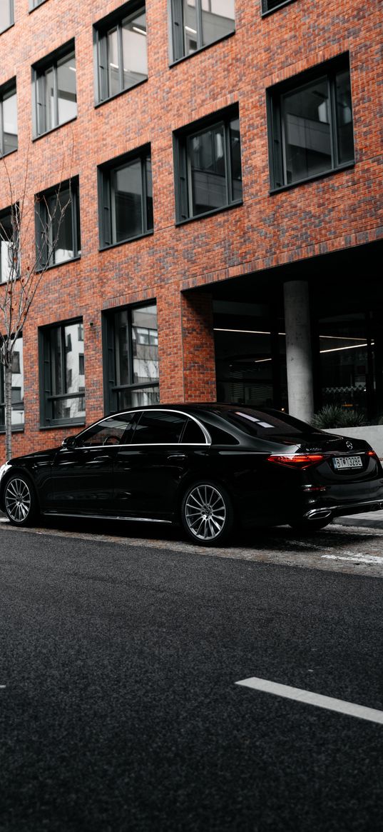 mercedes benz, mercedes, car, house, street, black