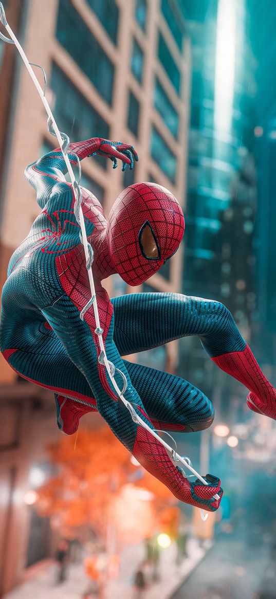 spiderman, spider-man, superhero, game, web, buildings