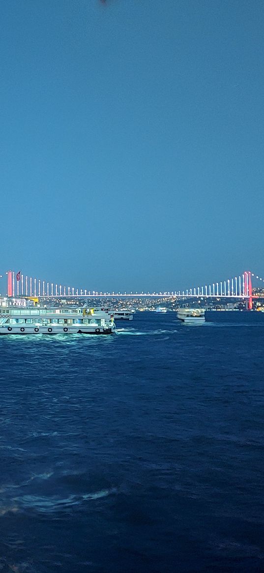 blue sky, istanbul, water, bridge, landscape