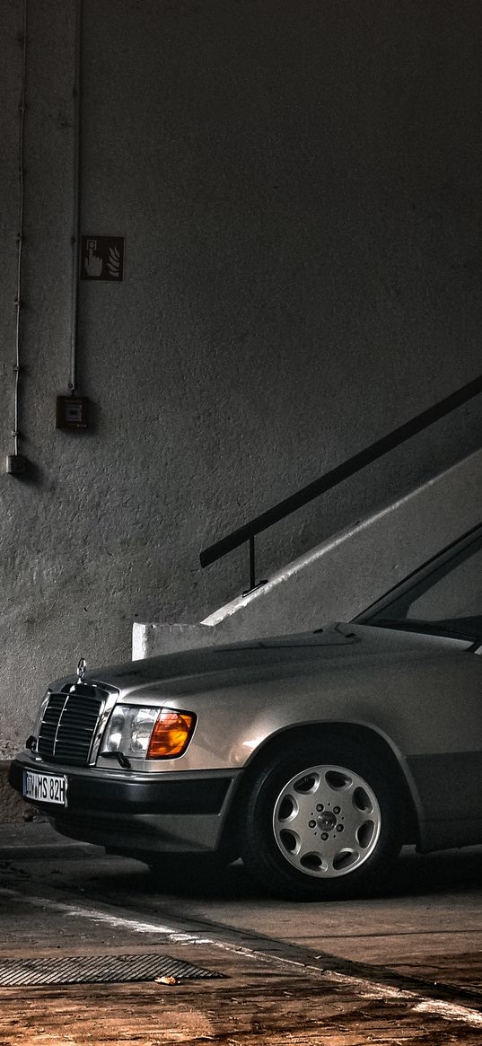 mercedes-benz, old car, vintage car, dark, black