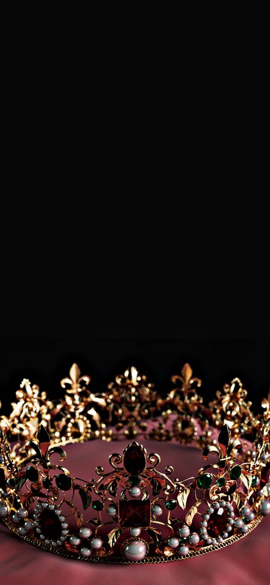 crown, jewelry, pillow, black background