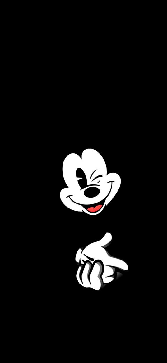 mickey mouse, mouse, cartoon, disney, black background, minimalism