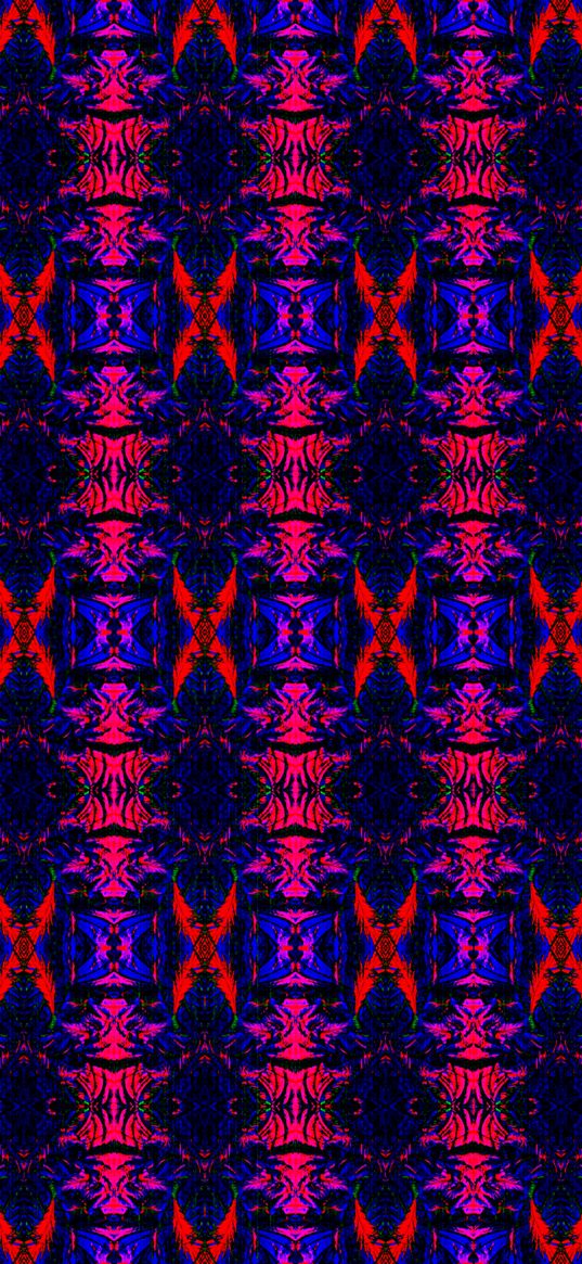 fractal, pattern, overlay, blue, pink, red, neon, abstraction