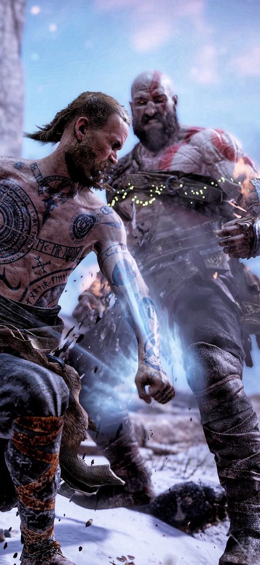 kratos, baldr, god of war, game, fight