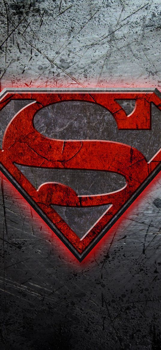 superman, superhero, logo, ds, red, wall, scuffs, scratches