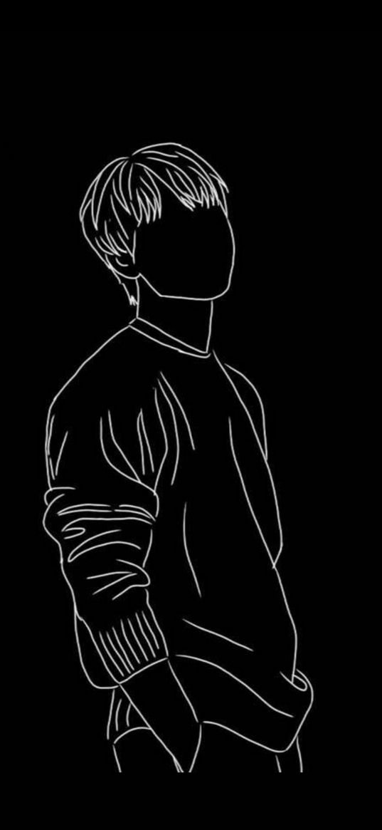 guy, silhouette, minimalism, black, white, art