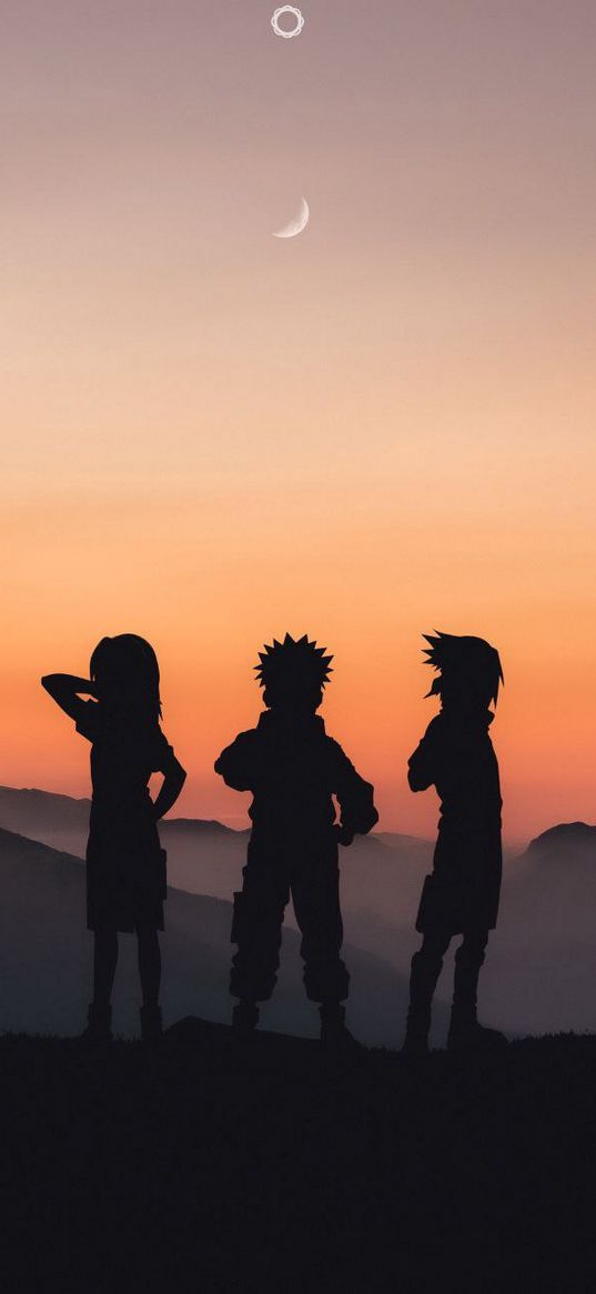 sasuke, kakashi, shippuden, naruto, sunset