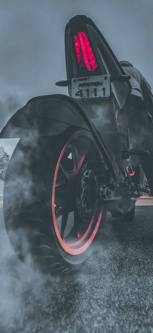 bike, motorcycle, fog, wheel