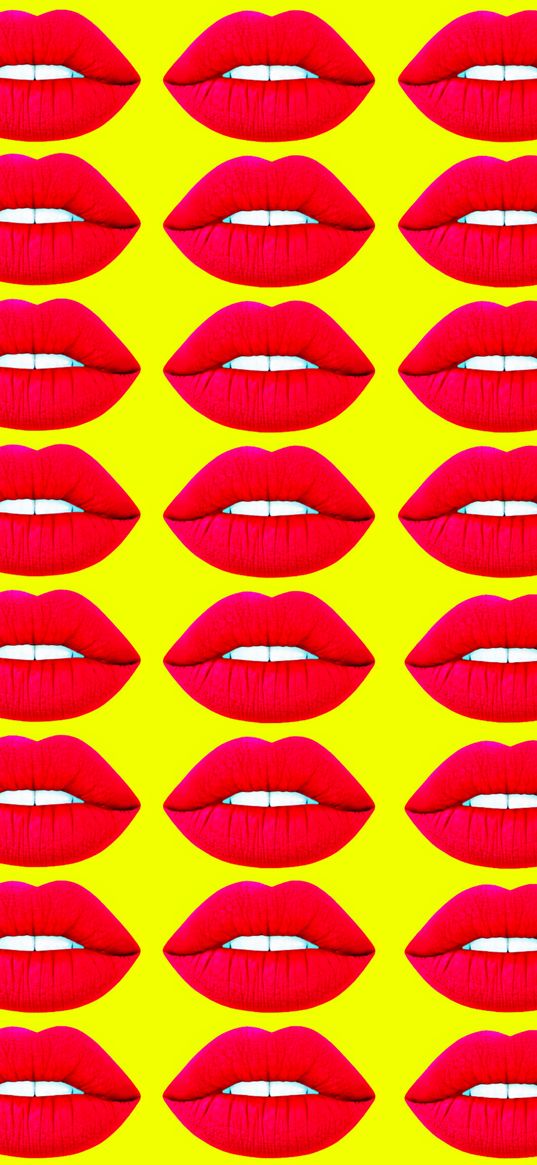 mouth, lips, red lipstick, yellow background, texture