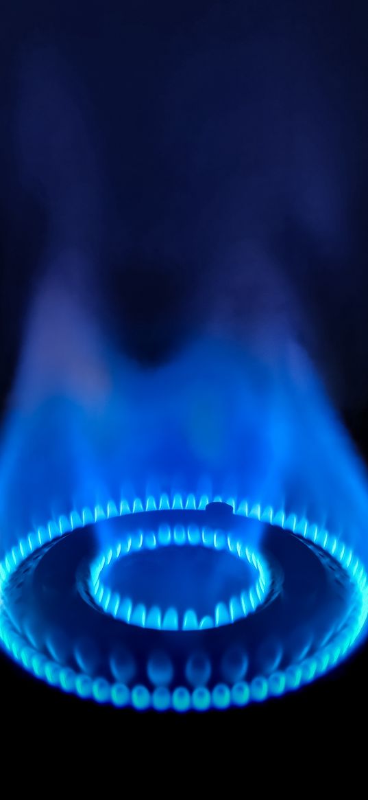 fire, gas, burner, flame, black background, blue