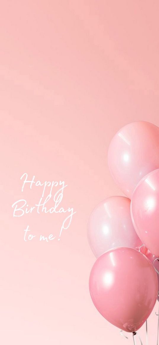 postcard, happy birthday, balloons, pink, words, text, congratulations