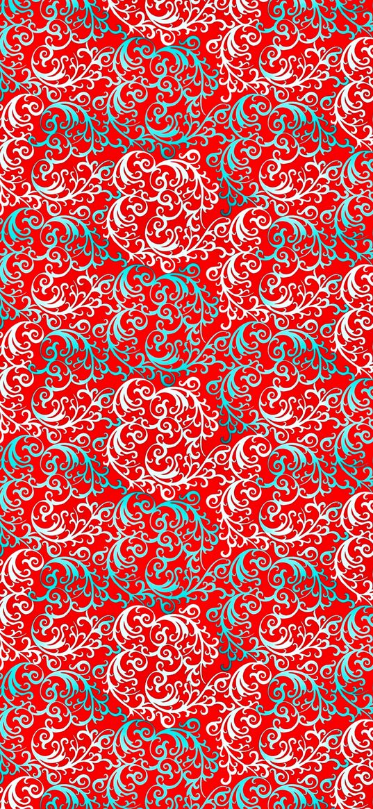 pattern, vintage, monogram, white, blue, red background, texture