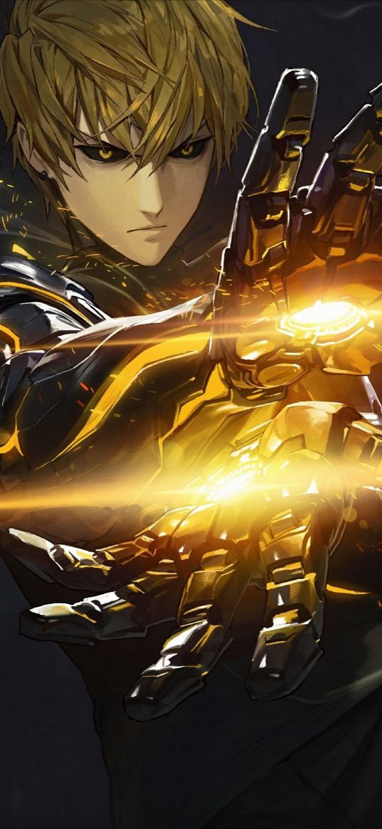 anime, one punch man, genos, cyborg, robot