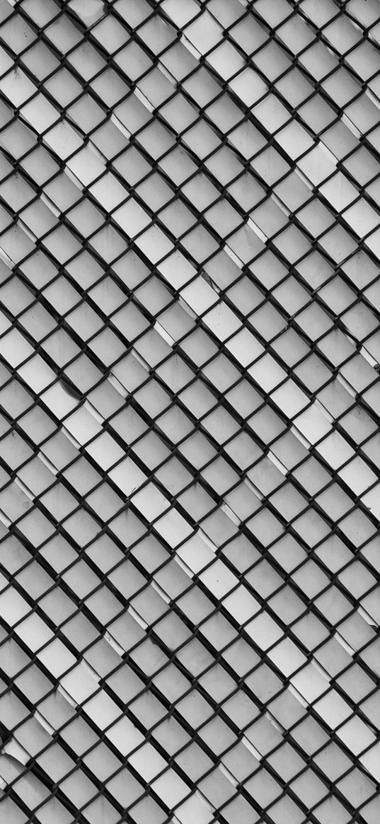 rhombus, grid, texture, black and white