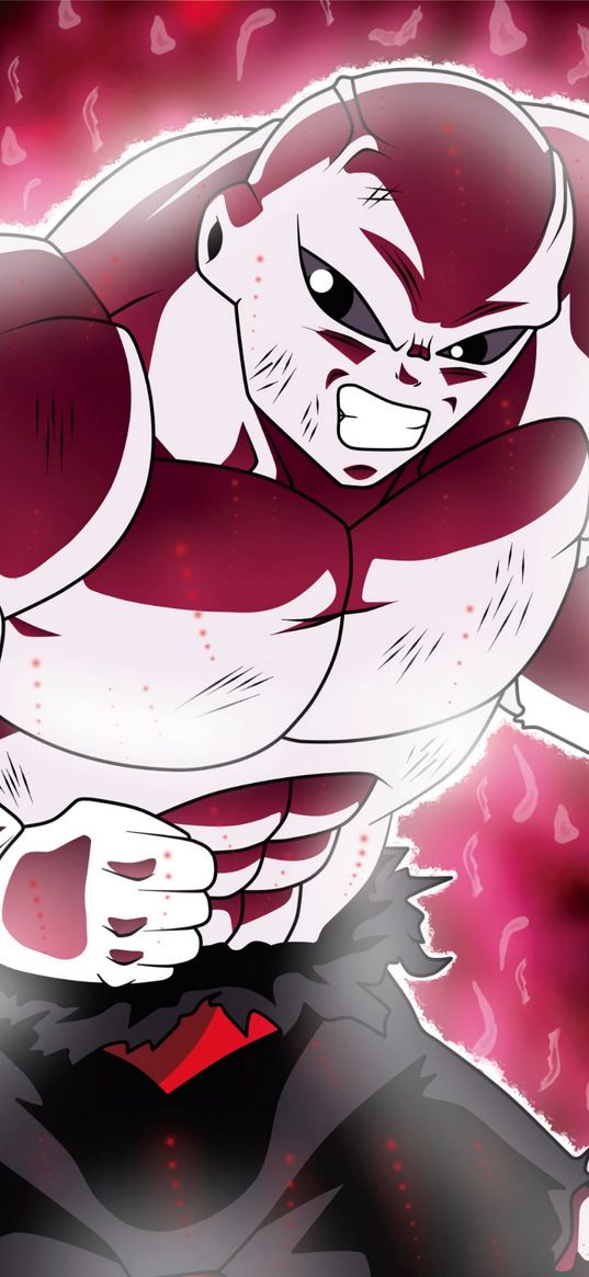 jiren, dragon ball, anime, fighter, muscle, evil, glow