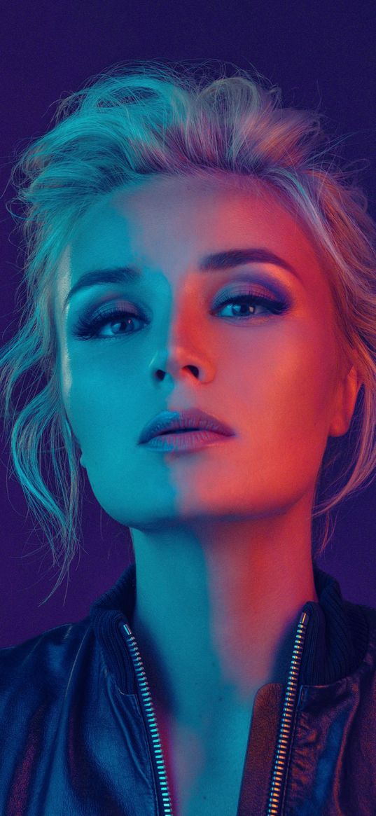 polina gagarina, singer, girl, beautiful, neon