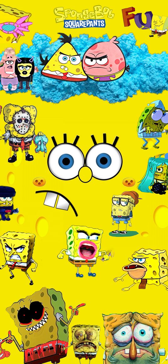 spongebob, poster, yellow background