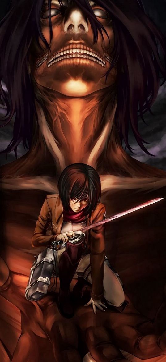 attack on titan, anime, mikasa, art