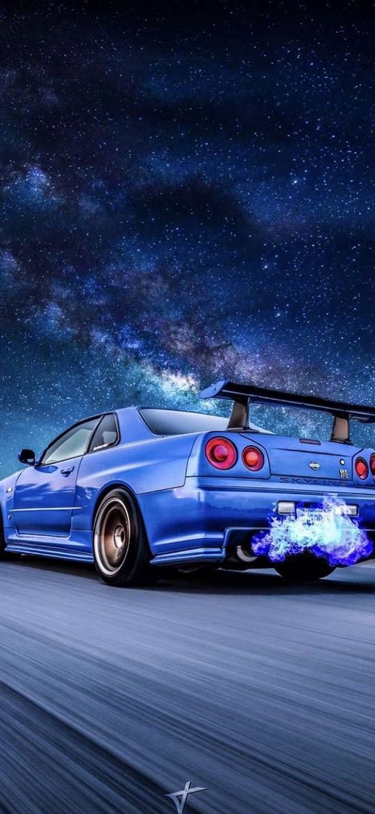 car, blue, galaxy, space