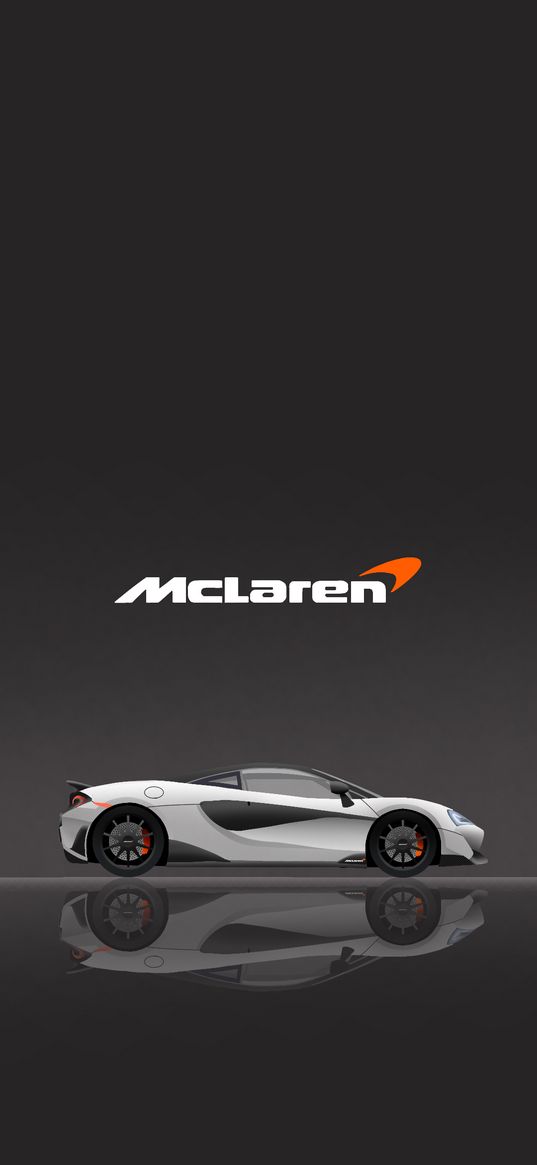 mclaren, sports car, car, logo, grey