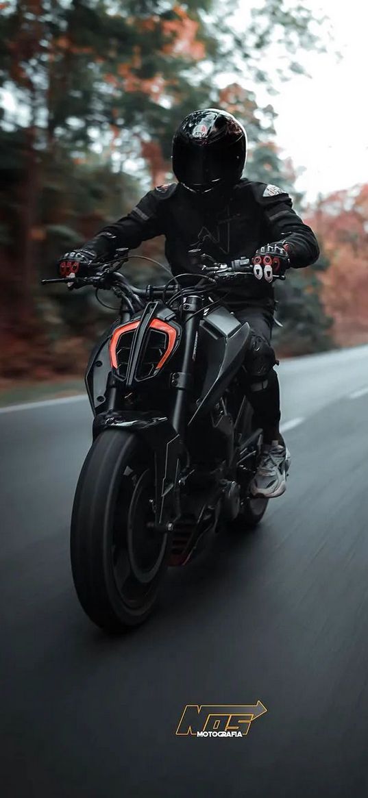 motorcycle, bike, biker, helmet, road, black