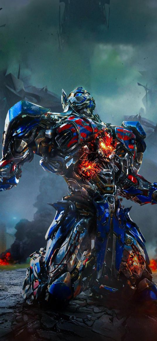 optimus prime, transformers, robot, wounded, art