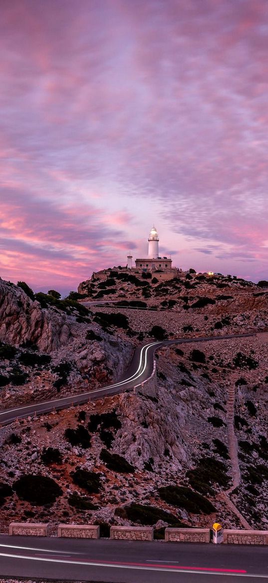 cape de formentor, lighthouse, majorca, spain, sunset