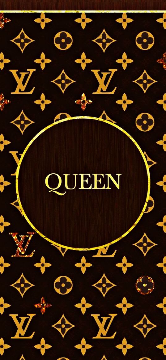 inscription, queen, brown background, overlay, brand, louis viton