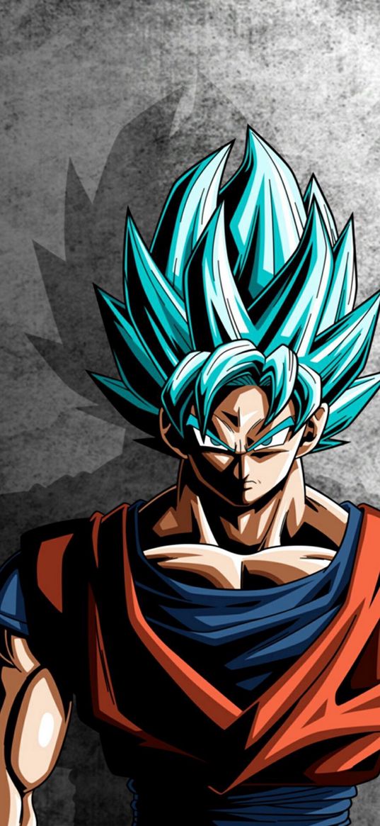 son goku, dragonball, anime, blue hair