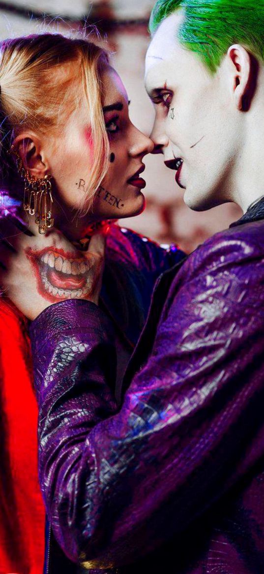 joker, harley quinn, green hair, couple