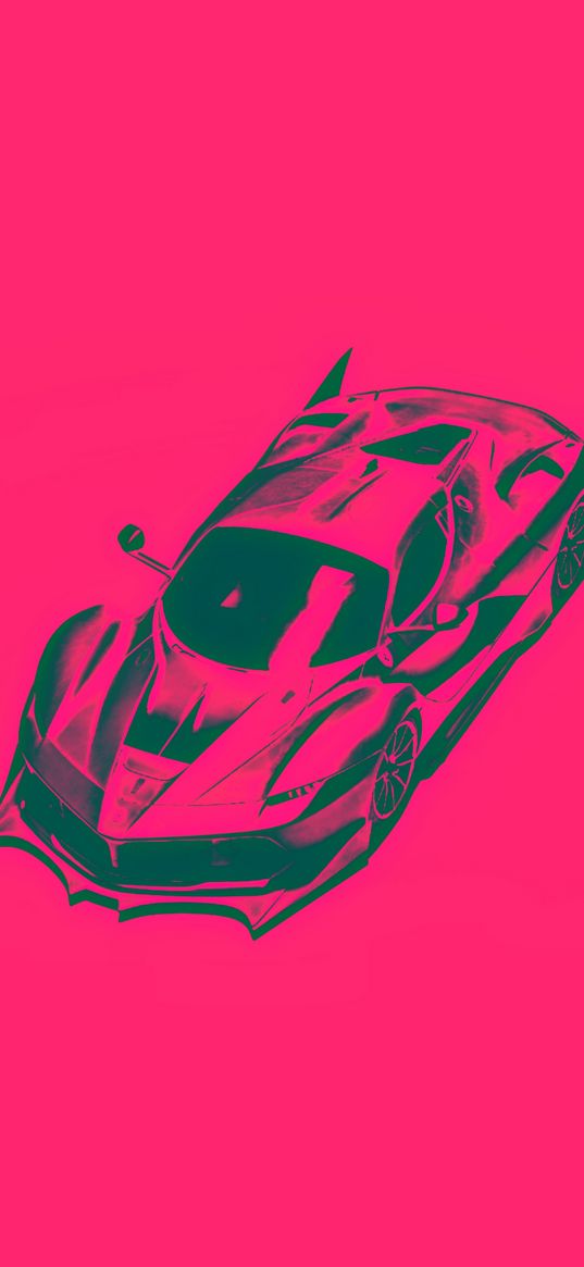 batmobile, batman, ds, sports car, car, pink, bright, art