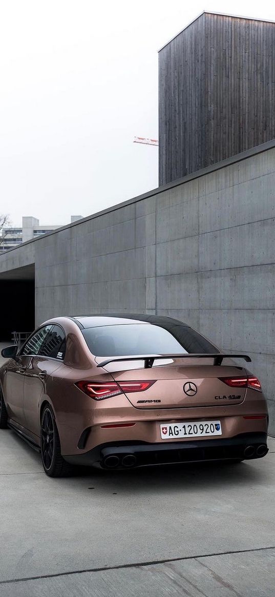 mercedes amg, mercedes-benz, mercedes, car, brown, garage, rear view