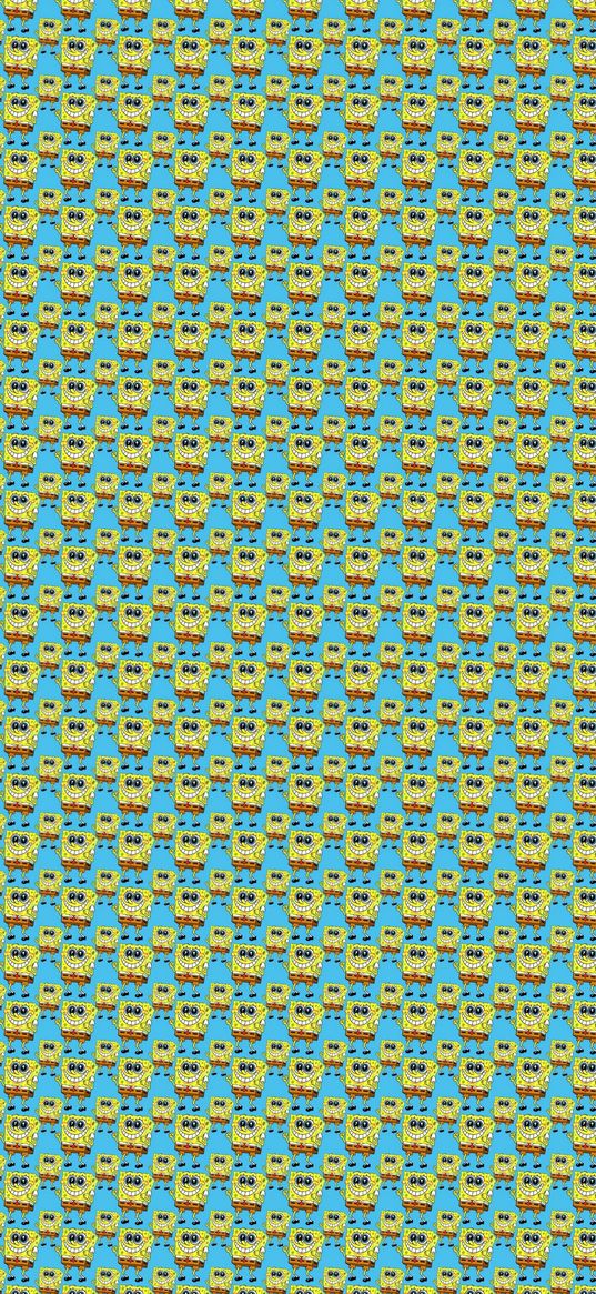 spongebob, illusion, turquoise background, texture