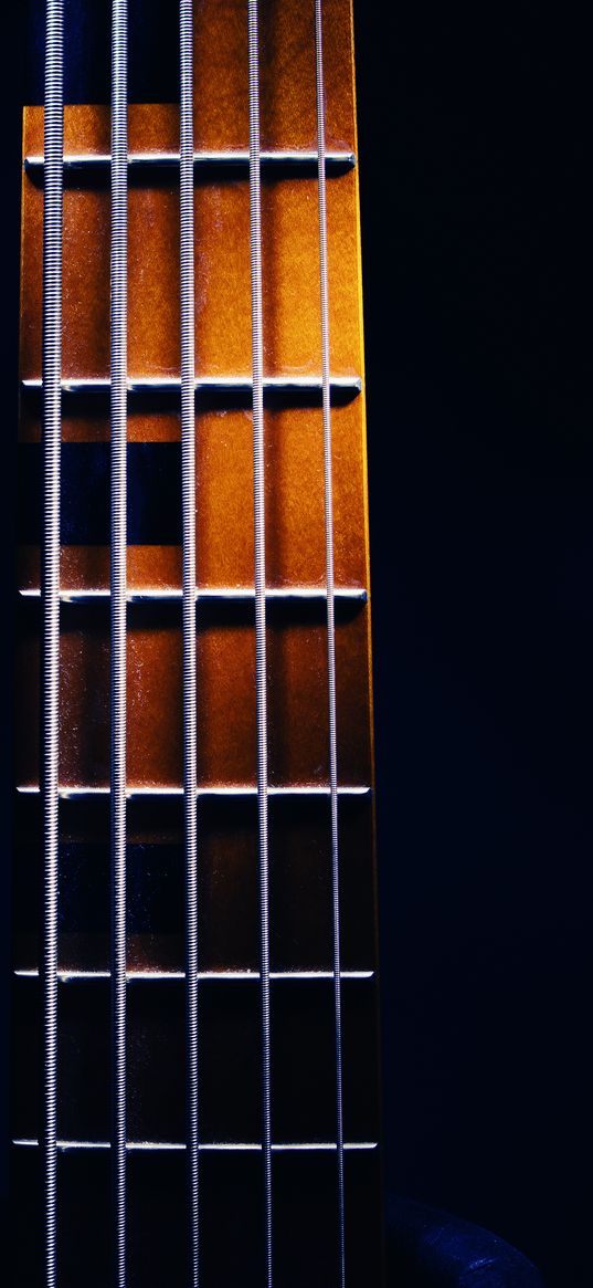 guitar, neck, strings, music, dark