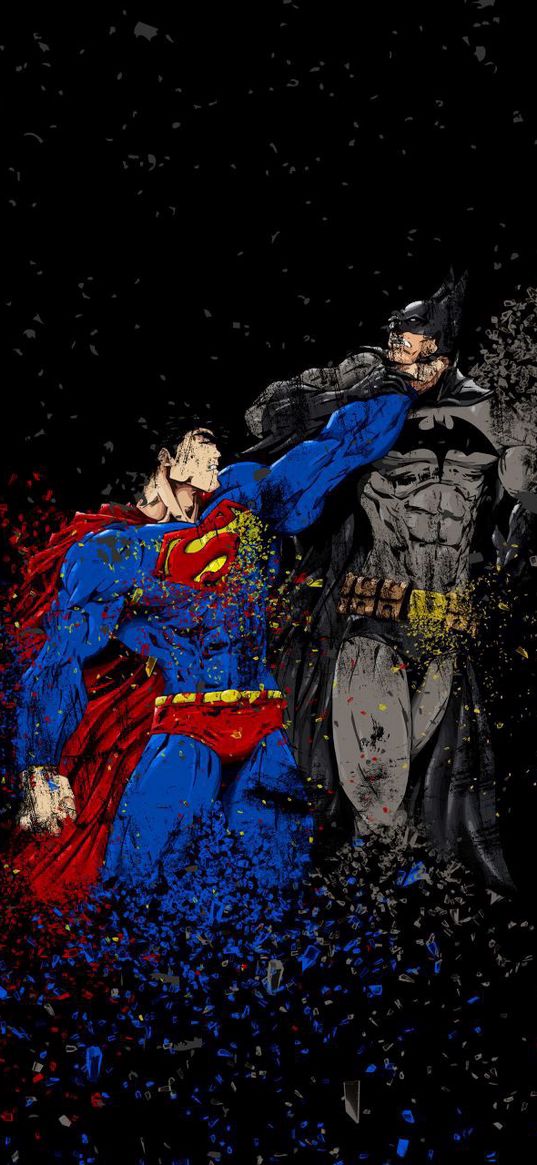 superman, batman, superhero, dc, comics, fight, battle, black background