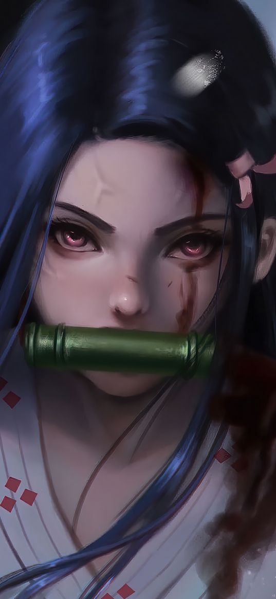 nezuko, demon cleaver, demon slayer, anime, art